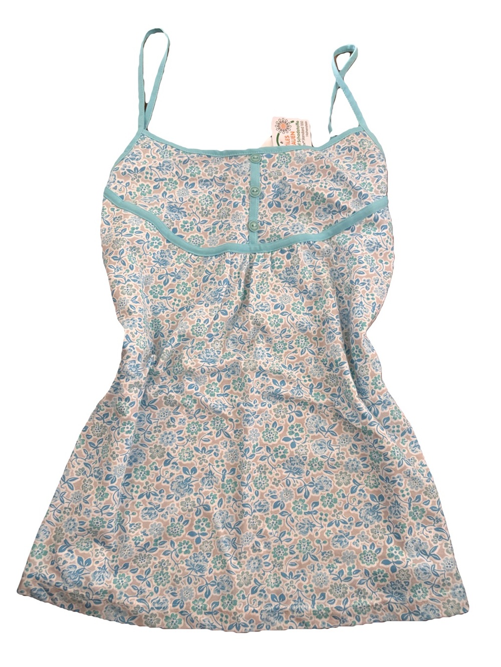 Light Blue Floral Spaghetti-Strap Tank Top